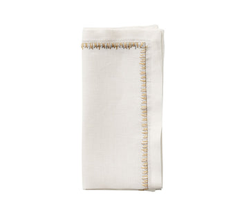 Kim Seybert Napkins: Filament in White, Gold & Silver, Set of 4